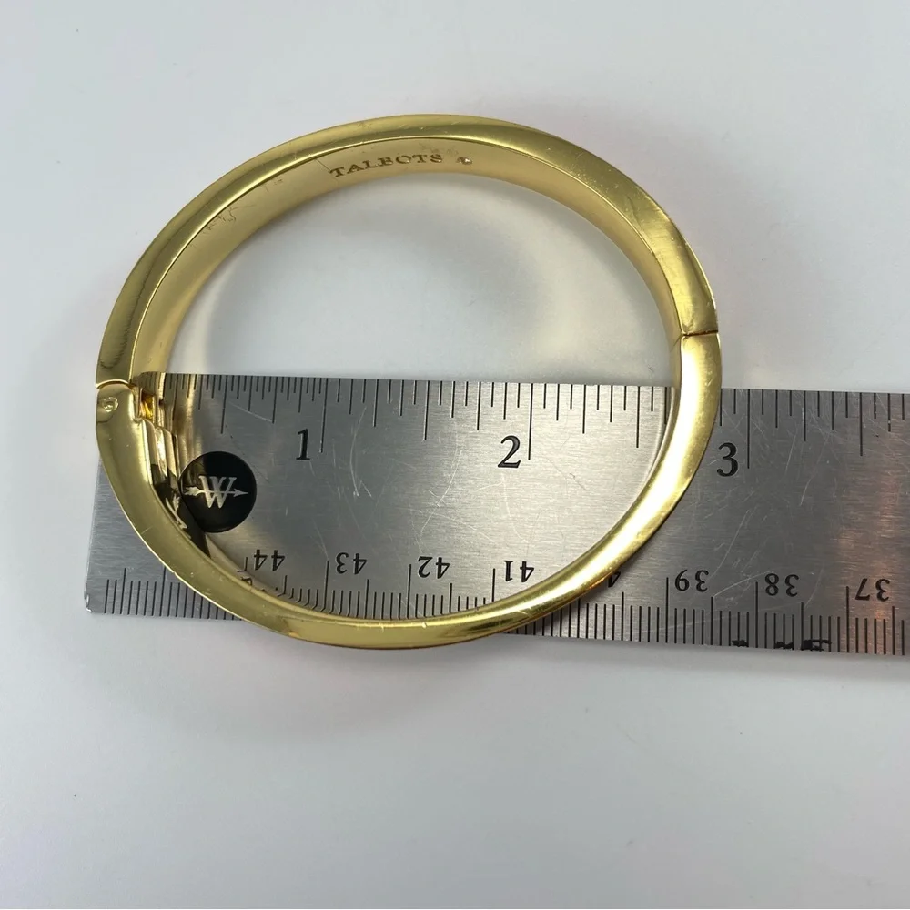 Talbots Gold Tone Orange Enamel Hinged Clamp Bangle Bracelet Trendy Beautiful